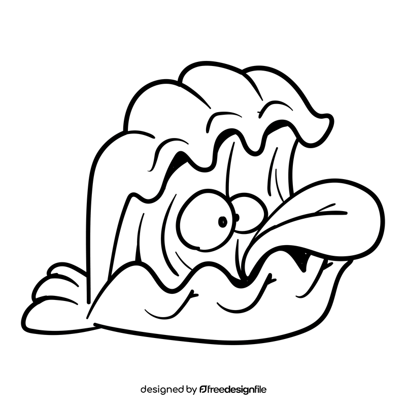 Seashell cartoon black and white clipart