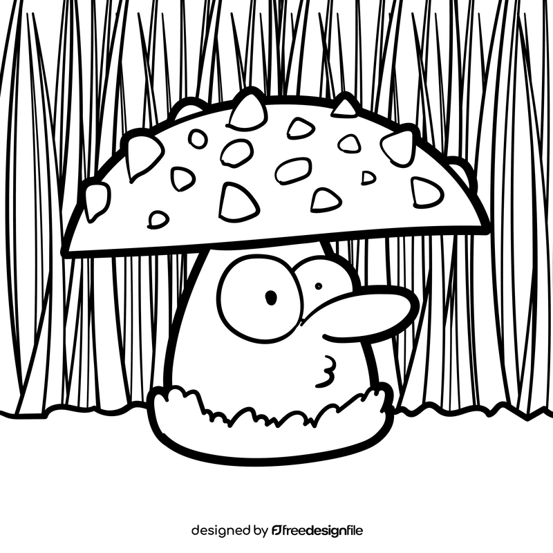 Mushroom cartoon drawing black and white vector