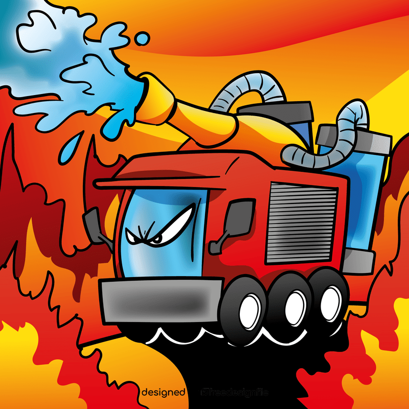 Fire truck cartoon vector