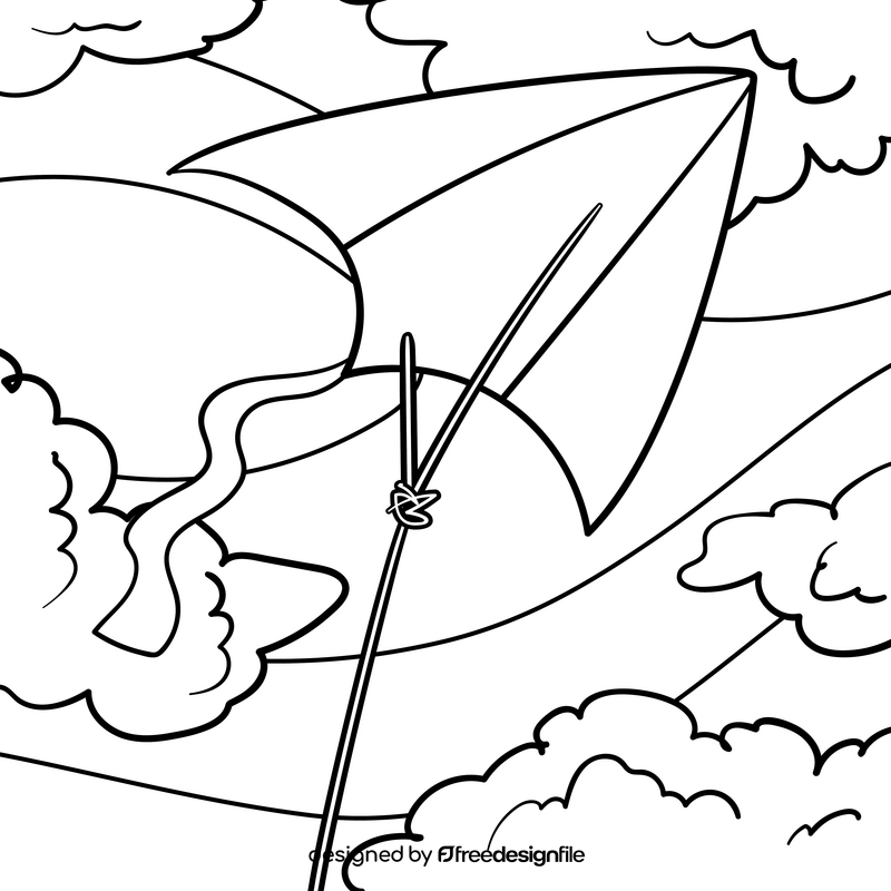 Kite cartoon drawing black and white vector