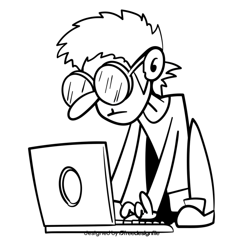 Laptop cartoon black and white clipart