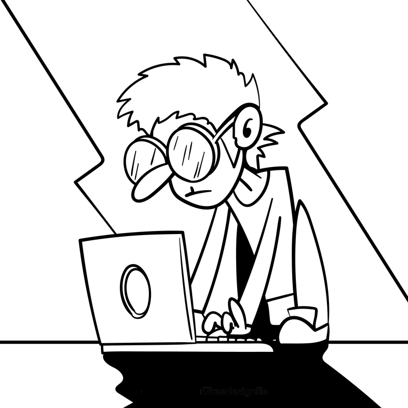 Laptop cartoon drawing black and white vector