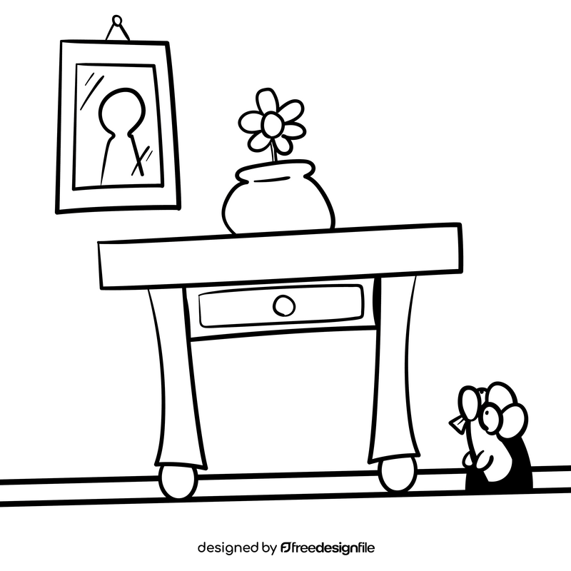 Table cartoon drawing black and white vector