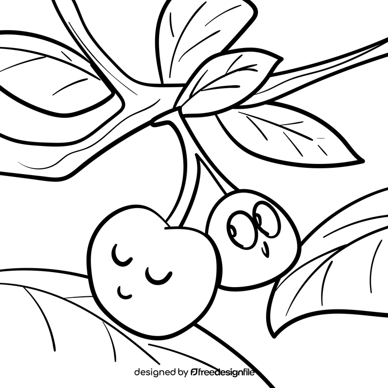 Cherry cartoon drawing black and white vector