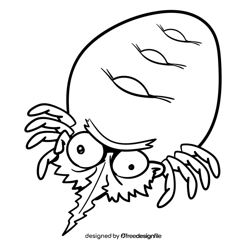 Tick insect cartoon black and white clipart