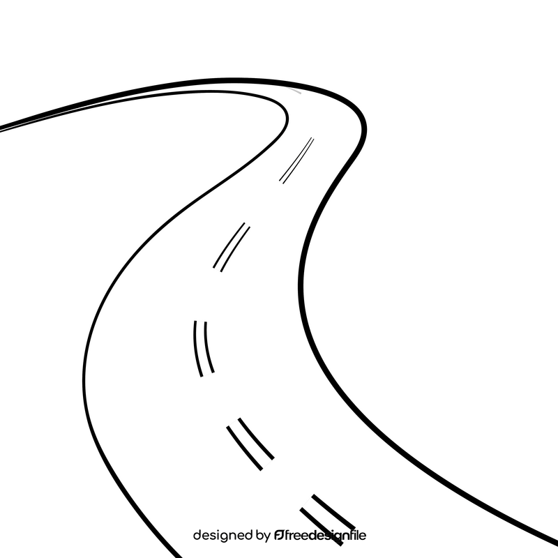 Road cartoon black and white clipart