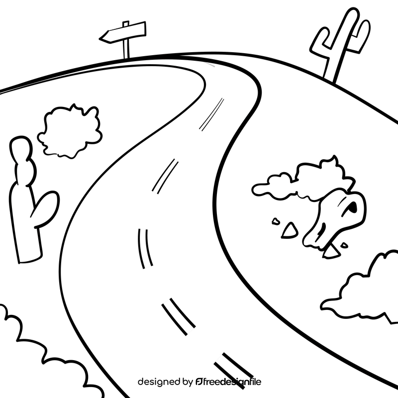 Road cartoon drawing black and white vector