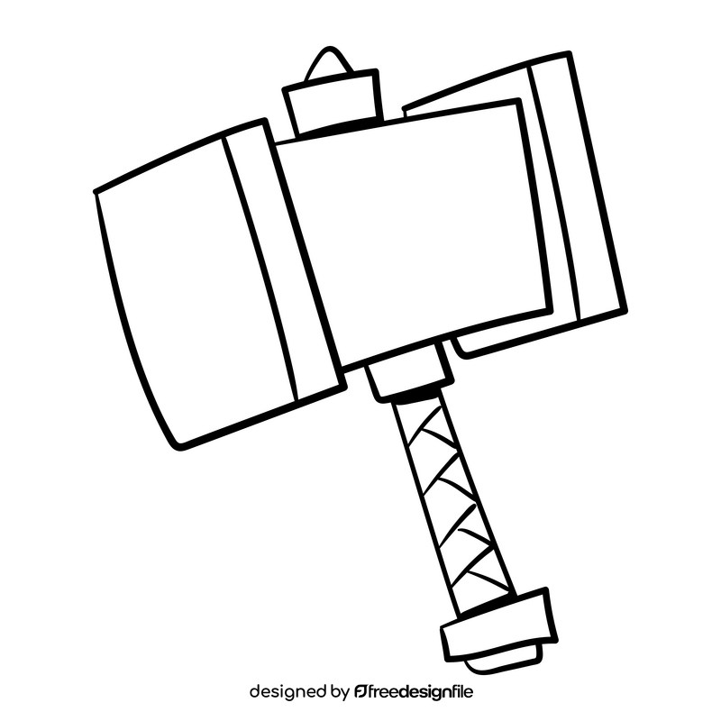 Hammer cartoon black and white clipart