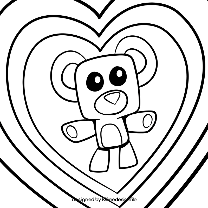 Teddy bear cartoon drawing black and white vector
