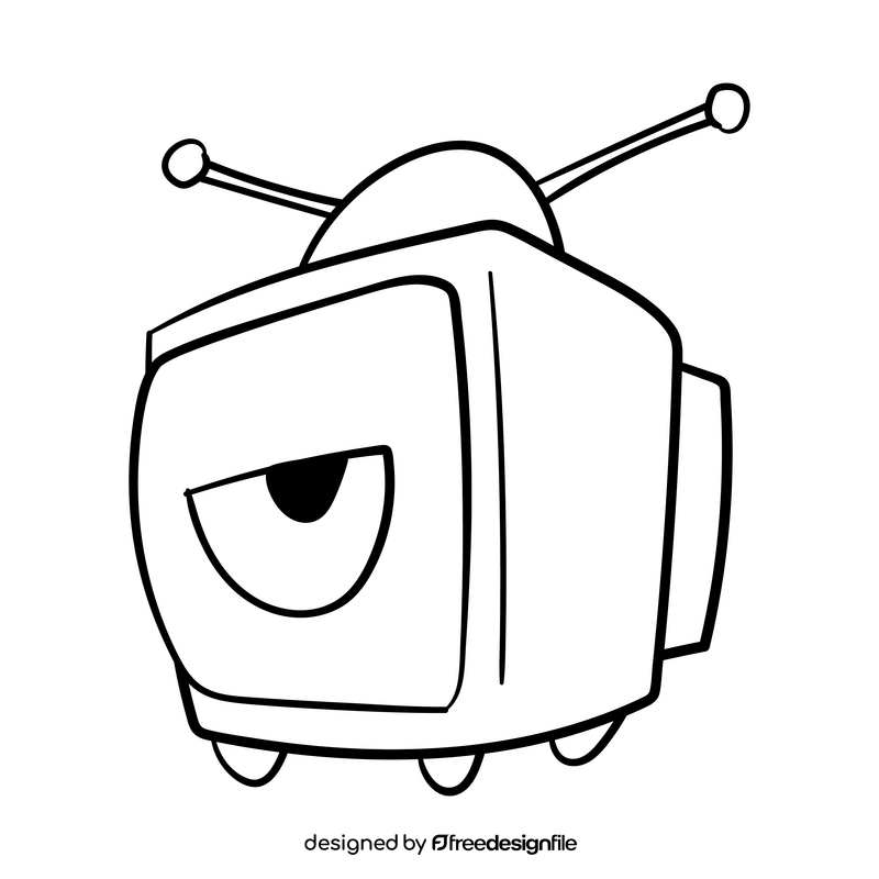 Tv cartoon black and white clipart