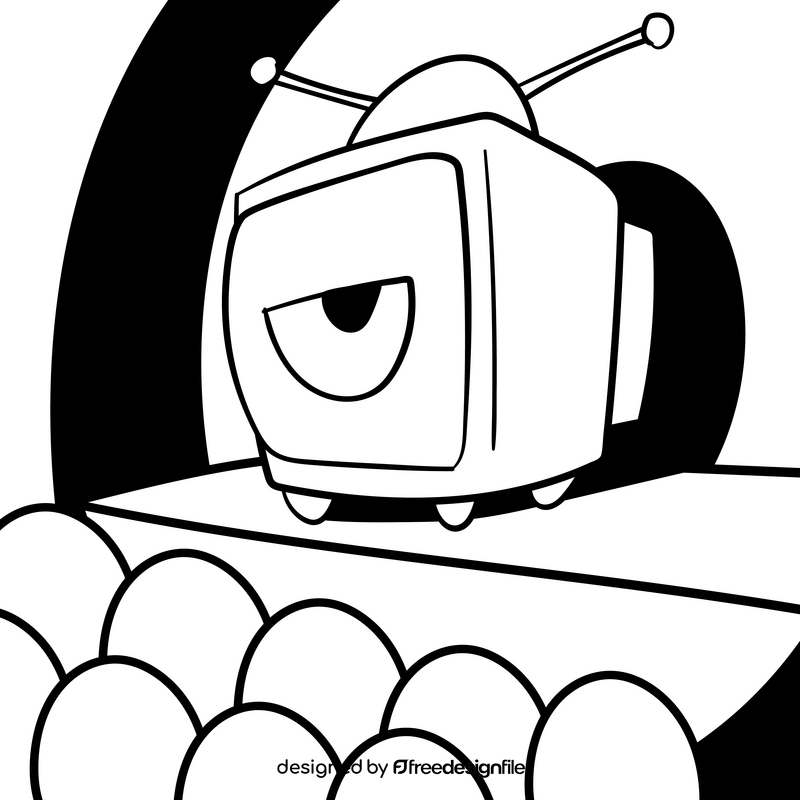 Tv cartoon drawing black and white vector