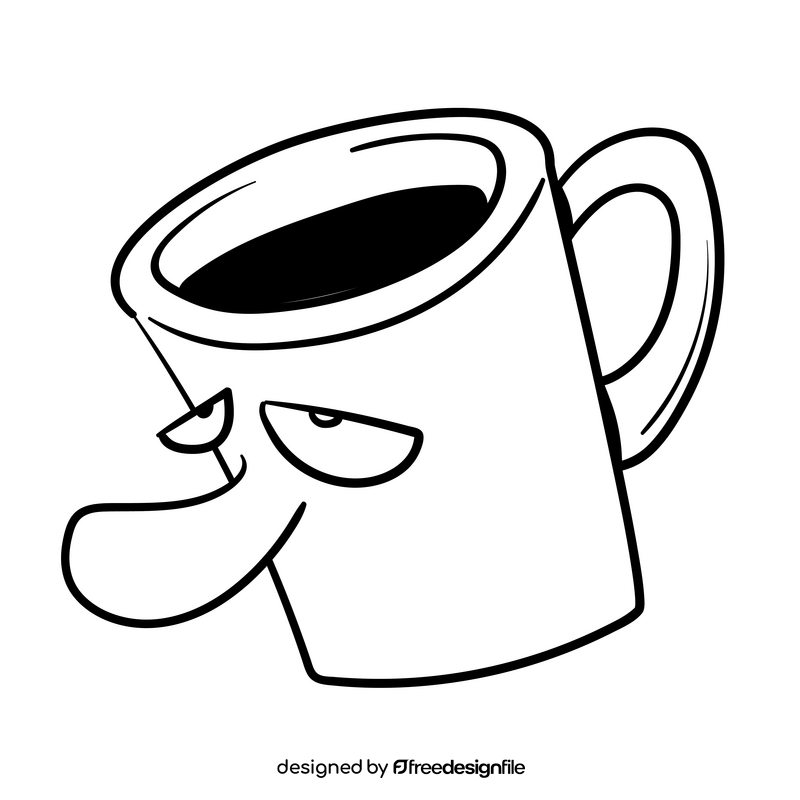 Cup cartoon black and white clipart