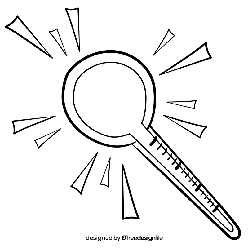 Thermometer cartoon black and white clipart