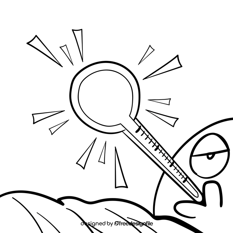 Thermometer cartoon drawing black and white vector