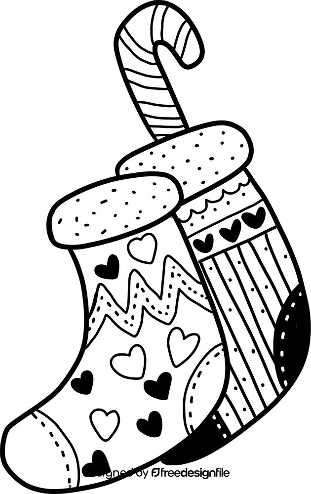 Christmas Stocking black and white clipart