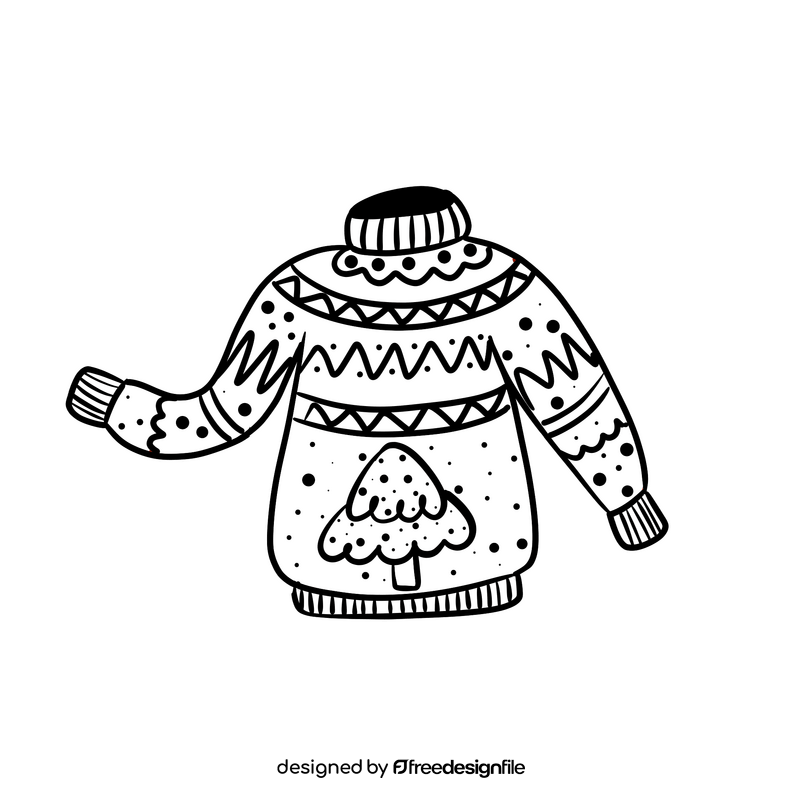 Christmas Sweater black and white clipart vector free download
