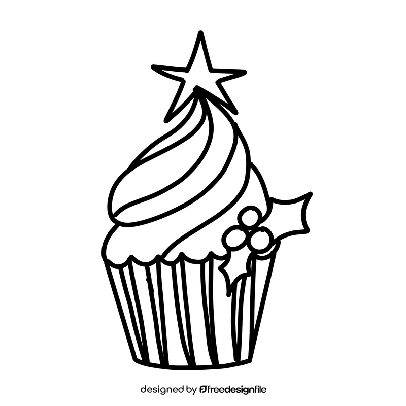Christmas cake black and white clipart