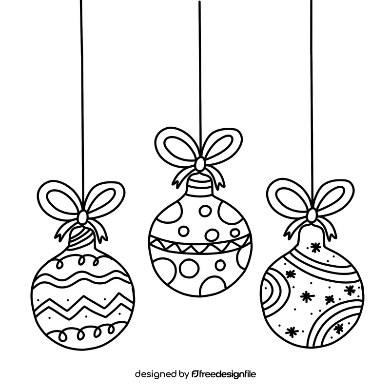 Christmas balls black and white clipart