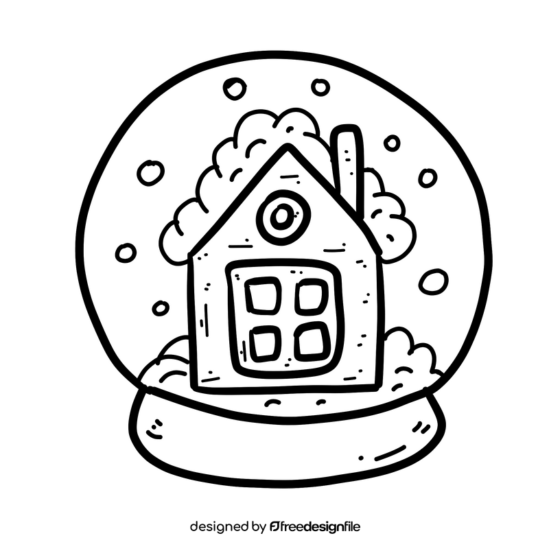 Christmas house black and white clipart