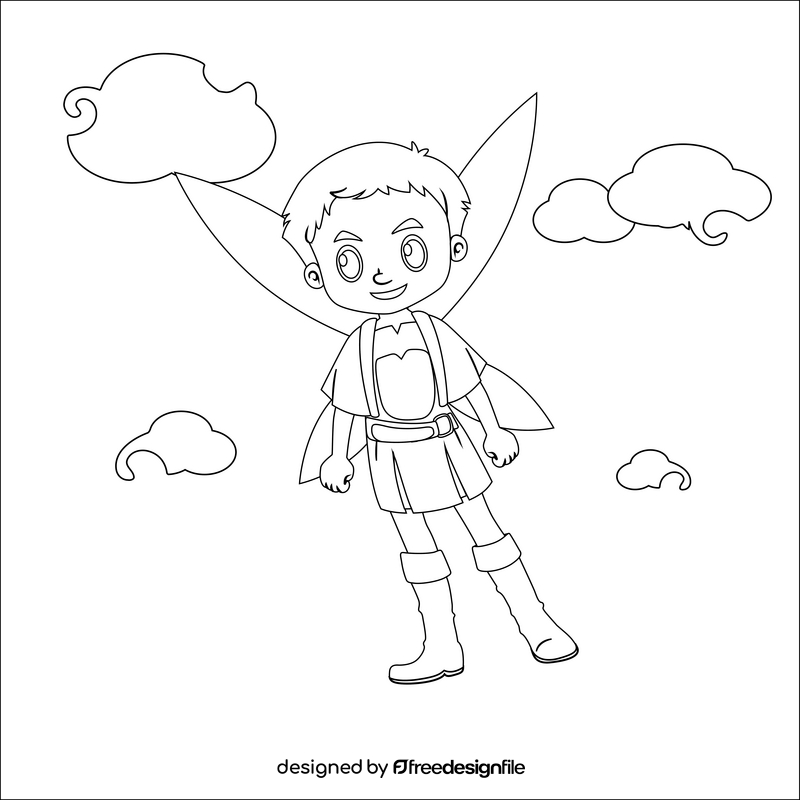 Boy fairy black and white vector