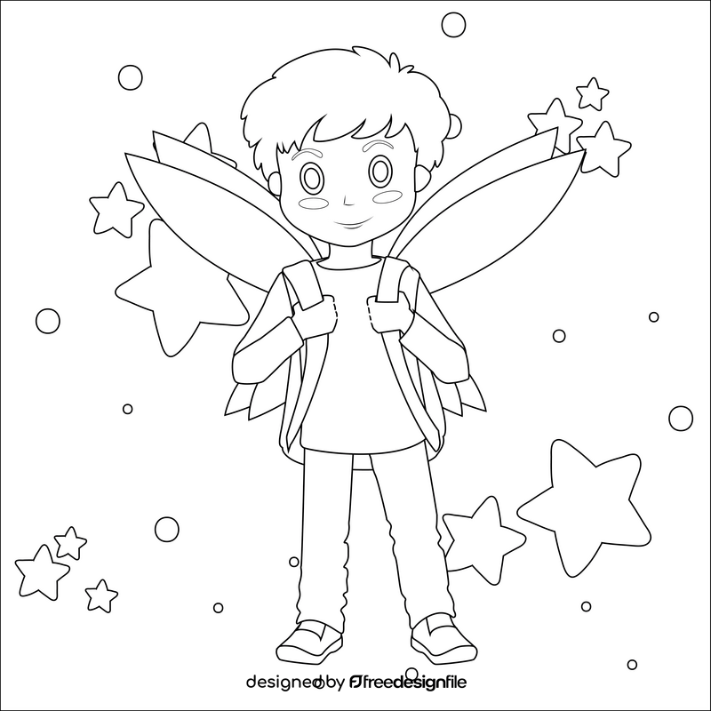 Boy fairy black and white vector