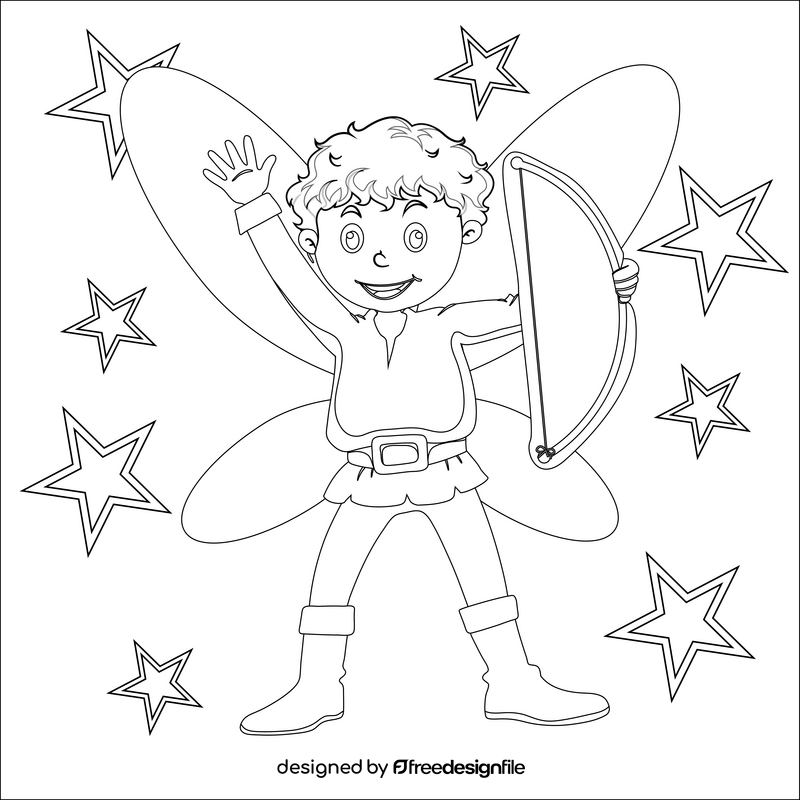 Boy fairy black and white vector