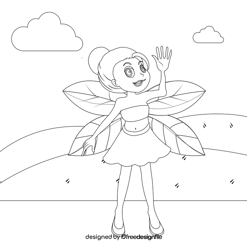 Fairy girl tinkerbell black and white vector