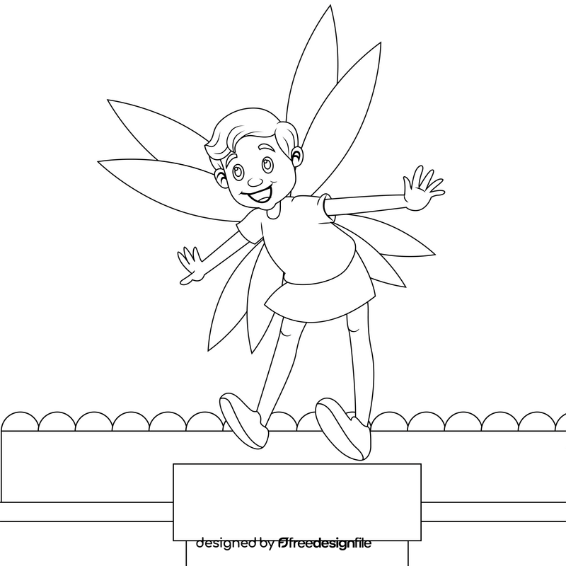 Boy fairy black and white vector