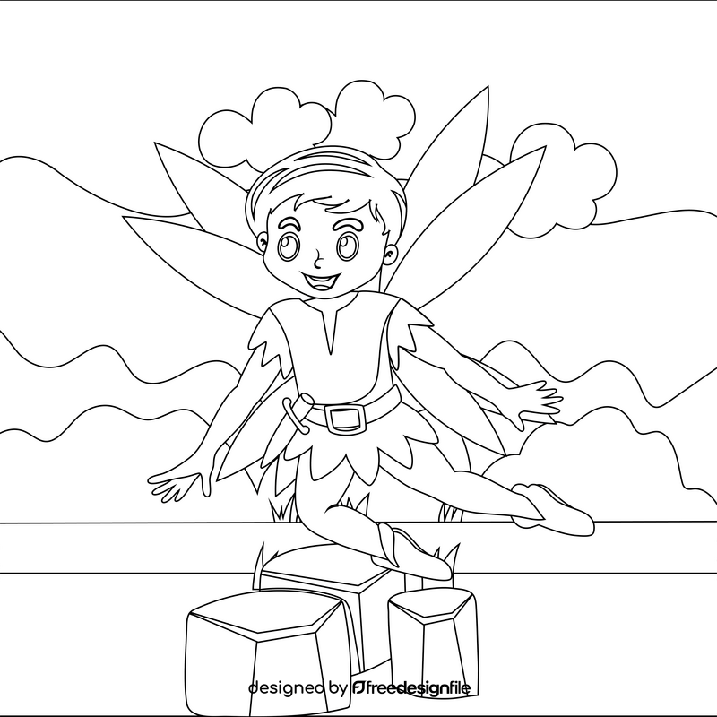 Boy fairy black and white vector