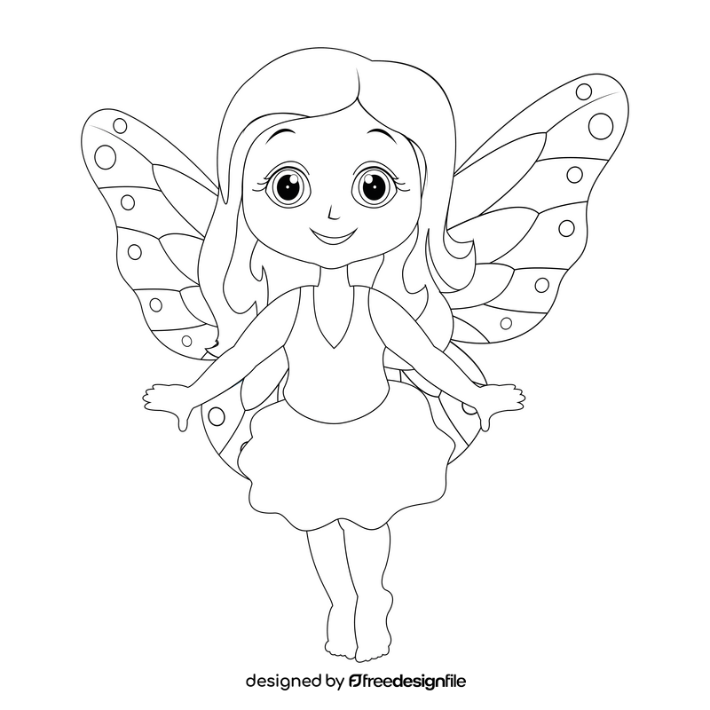 Little fairy black and white clipart