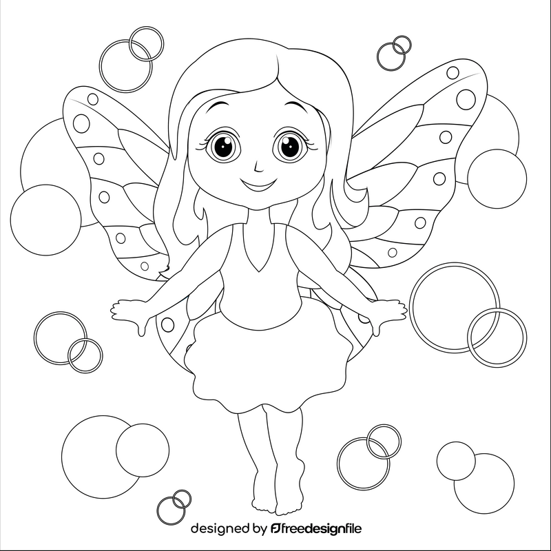Little fairy black and white vector