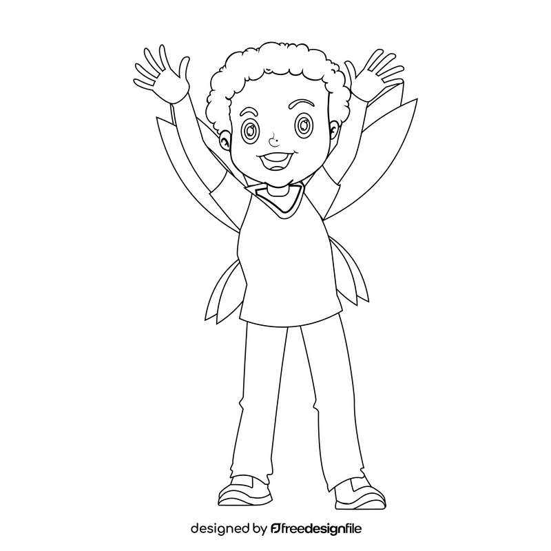 Boy fairy black and white clipart