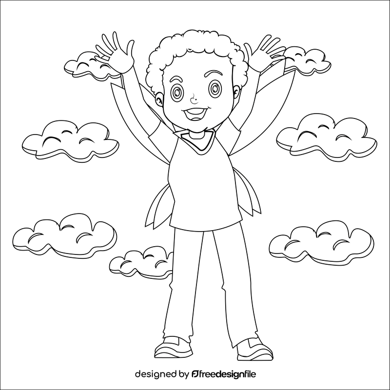 Boy fairy black and white vector