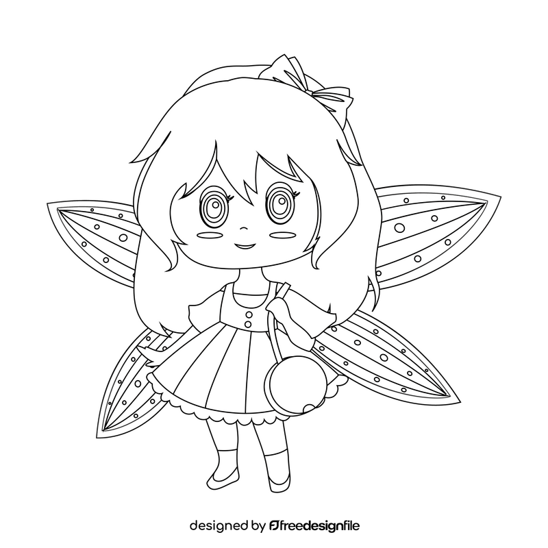 Baby fairy black and white clipart