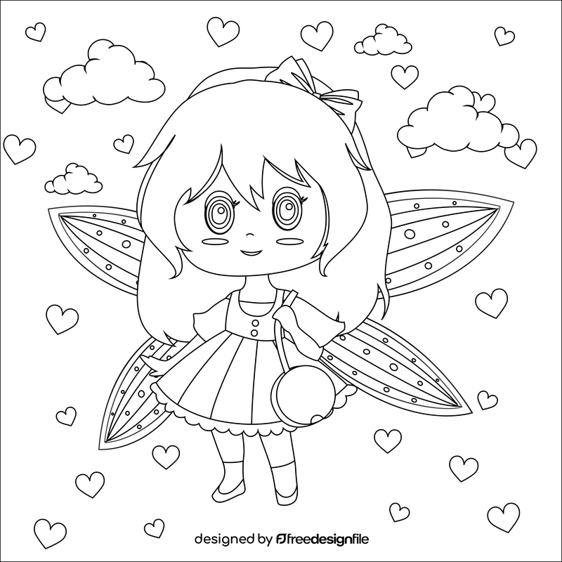 Baby fairy black and white vector