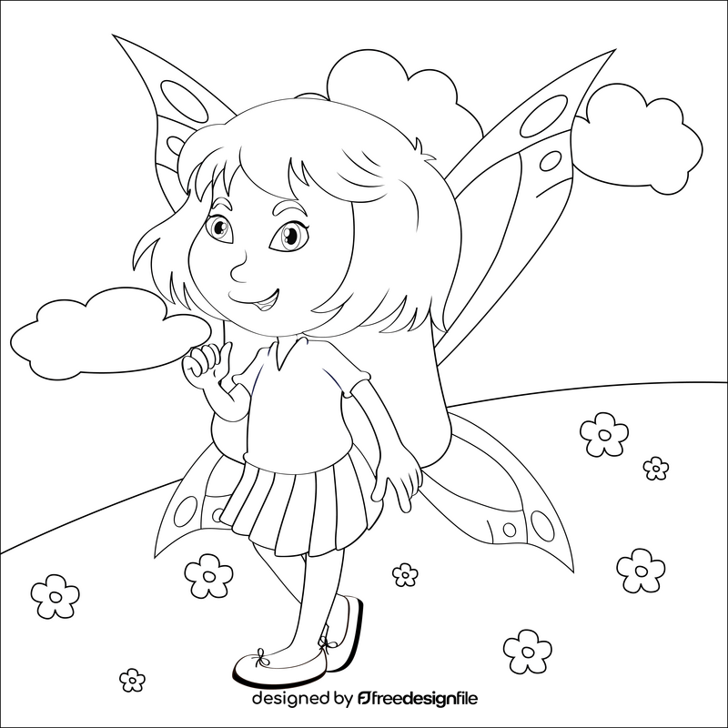 Fairy black and white vector