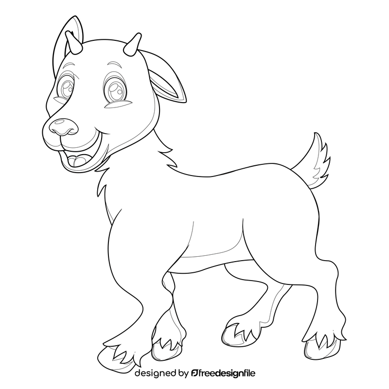 Cartoon goat black and white clipart