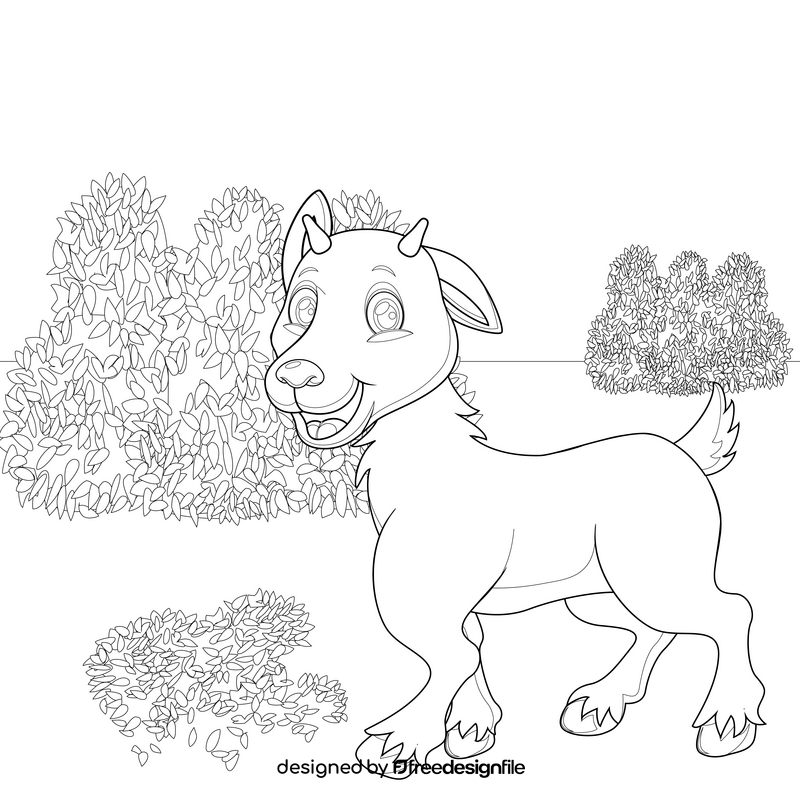 Cartoon goat black and white vector