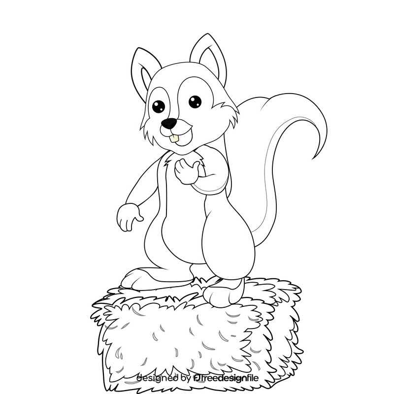 Cartoon squirrel black and white vector