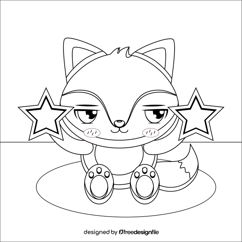 Cartoon fox black and white vector