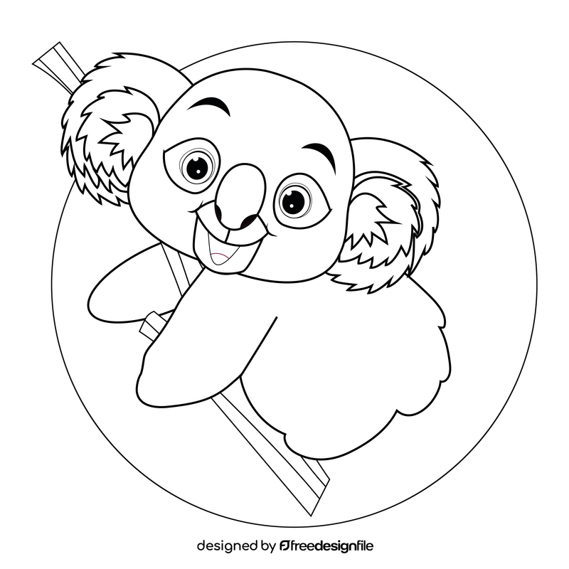 Cartoon koala black and white vector