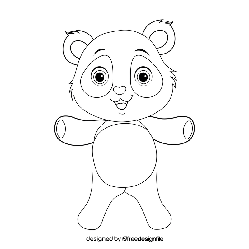 Cartoon panda black and white clipart