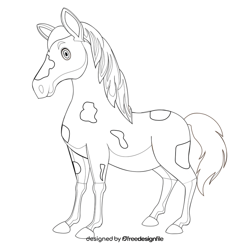 Cartoon horse black and white clipart