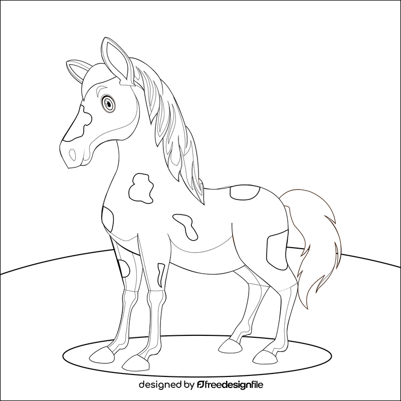 Cartoon horse black and white vector