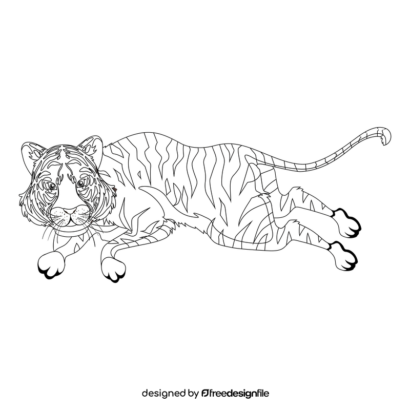 Cartoon tiger black and white clipart vector free download