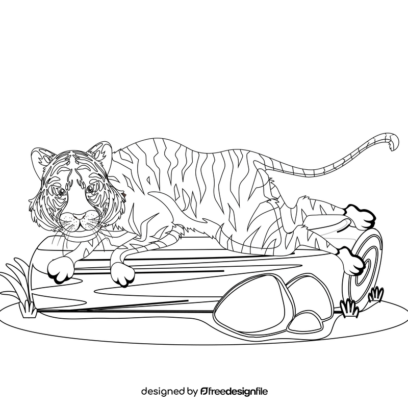 Cartoon tiger black and white vector