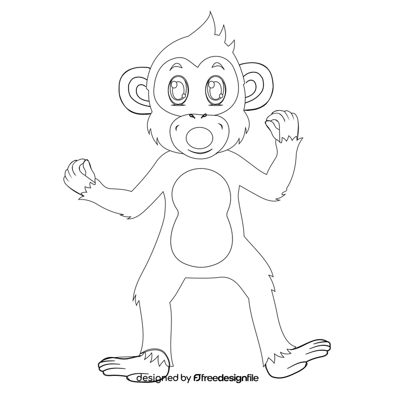 Cartoon monkey black and white clipart