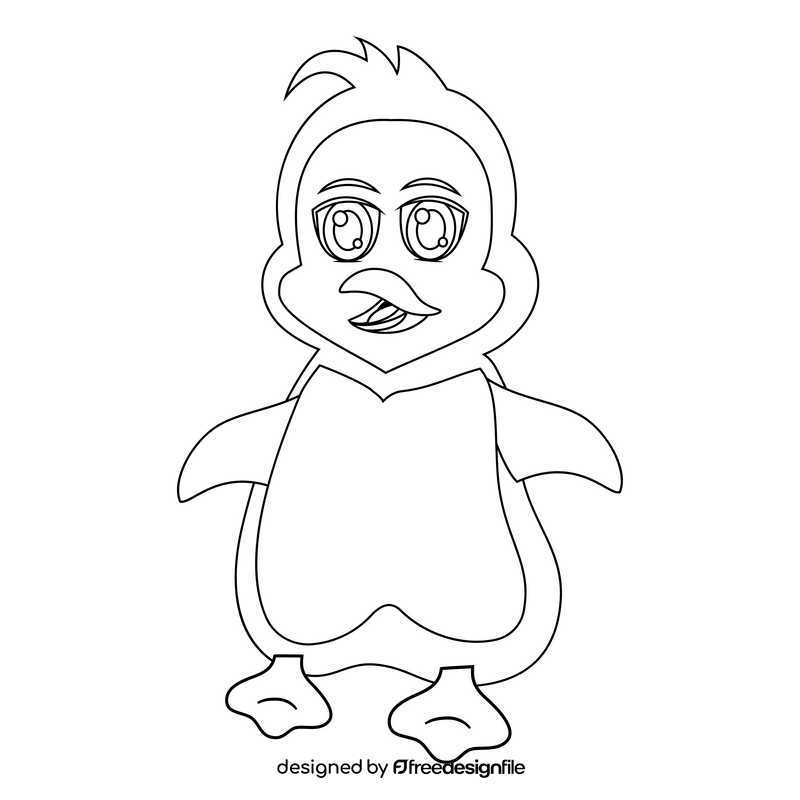Cartoon penguin black and white clipart