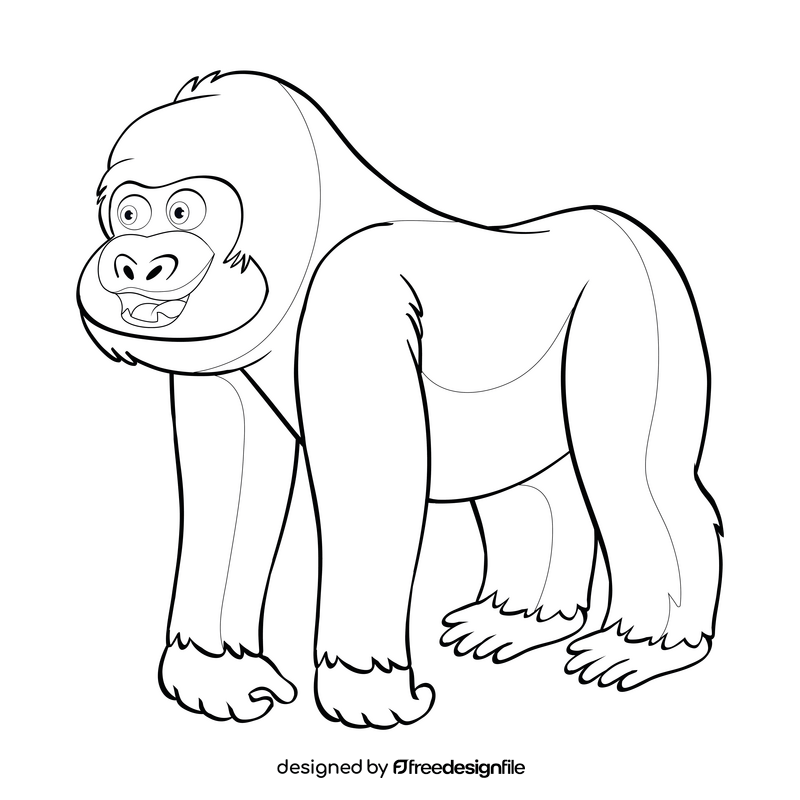 Cartoon gorilla black and white clipart