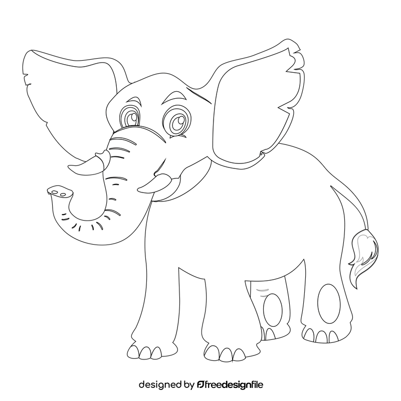 Cartoon elephant black and white clipart